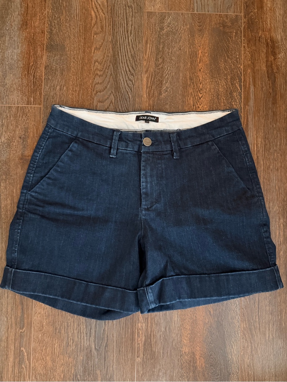 Dear John Dark Blue Rolled Cuff Denim Shorts